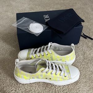 Yellow Dior mens low top sneakers